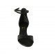 Woman's open shoe in black leather and silver laminated leather with strap heel 5 - Available sizes:  42, 43