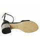 Zapato abierto con cinturon para mujer en piel negra y laminada plateada tacon 5 - Tallas disponibles:  42, 43