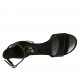 Woman's open shoe in black leather and silver laminated leather with strap heel 5 - Available sizes:  42, 43