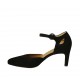 Zapato abierto para mujer con cinturon en gamuza negra tacon 7 - Tallas disponibles:  34, 43, 44, 45