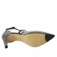 Zapato abierto con cinturon y elastico para mujer en gamuza gris y piel negra tacon 8 - Tallas disponibles:  32, 33, 34, 42, 43, 44, 45, 46