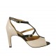 Scarpa aperta da donna con cinturini in pelle nude e nera tacco 8 - Misure disponibili: 32, 33, 34, 42, 43, 44, 45, 46