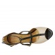 Scarpa aperta da donna con cinturini in pelle nude e nera tacco 8 - Misure disponibili: 32, 33, 34, 42, 43, 44, 45, 46