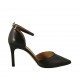 Scarpa aperta da donna con cinturino alla caviglia in pelle nera tacco 8 - Misure disponibili: 33, 34, 42, 43, 45, 46