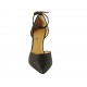 Zapato abierto para mujer con cinturon al tobillo en piel negra tacon 8 - Tallas disponibles:  42, 43, 45