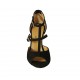 Scarpa aperta da donna con cinturini in camoscio nero tacco 8 - Misure disponibili: 32, 33, 34, 42, 43, 44, 45, 46