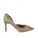 Zapato abierto para mujer en gamuza estampada beis y marron tacon 8 - Tallas disponibles:  42