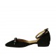 Scarpa aperta da donna con cinturino, fiocco e borchie in camoscio nero tacco 2 - Misure disponibili: 33, 42, 43, 44, 46