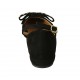 Scarpa aperta da donna con cinturino, fiocco e borchie in camoscio nero tacco 2 - Misure disponibili: 43, 44, 46