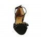 Scarpa aperta da donna con cinturino, fiocco e borchie in camoscio nero tacco 2 - Misure disponibili: 33, 42, 43, 44, 46