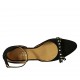 Scarpa aperta da donna con cinturino, fiocco e borchie in camoscio nero tacco 2 - Misure disponibili: 33, 42, 43, 44, 46