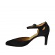 Zapato abierto para mujer con cinturon en gamuza azul tacon 7 - Tallas disponibles:  43, 44, 45