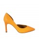 Zapato de salon para mujer con corte lateral en piel naranja fluorescente tacon 8 - Tallas disponibles:  33, 34, 42, 43
