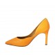 Scarpa aperta al lato da donna in pelle arancione fluorescente tacco 8 - Misure disponibili: 33, 34, 42, 43