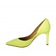 Woman's pump with sidecut in fluorescent yellow leather heel 8 - Available sizes:  33, 34, 42, 43, 44