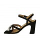 Sandalo da donna con cinturino e pietre in camoscio nero tacco 8 - Misure disponibili: 32, 34, 43, 44, 45, 46