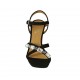 Sandalo da donna con cinturino e pietre in camoscio nero tacco 8 - Misure disponibili: 32, 34, 43, 44, 45, 46