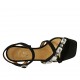 Woman's strap sandal with rhinestones in black suede heel 8 - Available sizes:  32, 34, 43, 44, 45, 46