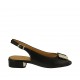 Sandalo da donna con accessorio in pelle nera tacco 2 - Misure disponibili: 42, 43, 44, 45, 46