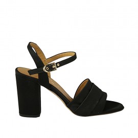 Damensandale mit Riem aus schwarzem Satin Absatz 8 - Verfügbare Größen:  32, 33, 34, 42, 43