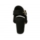 Sandalo da donna in camoscio di colore nero con fibbia tacco 8 - Misure disponibili: 32, 33, 34, 42, 43, 44, 45
