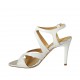 Woman's strap sandal in white and silver leather heel 8 - Available sizes:  31, 32, 34, 42, 43, 45, 46, 47