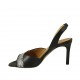 Sandalo da donna con elastico in pelle nera e bianca tacco 8 - Misure disponibili: 31, 32, 33, 34, 42, 43, 44, 45, 46, 47
