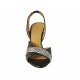 Sandalo da donna con elastico in pelle nera e bianca tacco 8 - Misure disponibili: 31, 33, 34, 42, 43, 45, 46, 47