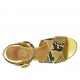 Woman's strap sandal in black and yellow printed leather heel 5 - Available sizes:  32, 33, 43, 45, 46