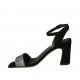 Sandalo da donna con cinturino in camoscio nero e tessuto glitterato azzurro tacco 7 - Misure disponibili: 32, 33, 34, 42, 43, 44, 45, 46