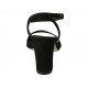 Sandalia para mujer con cinturon en gamuza negra y tejido azul claro brillante tacon 7 - Tallas disponibles:  32, 34, 43, 46