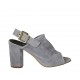 Sandale pour femmes avec boucle en daim bleu gris talon 8 - Pointures disponibles:  33, 34, 42, 43, 45, 46