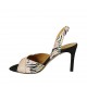 Sandale pour femmes en satin noir, cuir rose et imprimé floreal multicouleur talon 8 - Pointures disponibles:  31, 32, 34, 42, 43, 46, 47