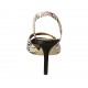 Woman's sandal in black satin, rose and floral printed multicolored leather heel 8 - Available sizes:  31, 32, 34, 42, 43, 46, 47