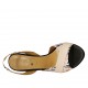 Damensandale aus schwarzem Satin, rosafarbenem und blumenbedrucktem buntem Leder Absatz 8 - Verfügbare Größen:  31, 32, 34, 42, 43, 46, 47
