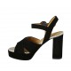 Sandalo da donna in camoscio nero e pelle laminata argento con cinturino, plateau e tacco 9 - Misure disponibili: 32, 33, 34, 42, 43, 44, 45