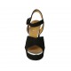 Sandalo da donna in camoscio nero e pelle laminata argento con cinturino, plateau e tacco 9 - Misure disponibili: 32, 33, 34, 42, 43, 44, 45