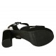 Sandalo da donna in camoscio nero e pelle laminata argento con cinturino, plateau e tacco 9 - Misure disponibili: 32, 33, 34, 42, 43, 44, 45