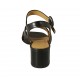 Damensandale mit Riem aus schwarzem Leder Absatz 4 - Verfügbare Größen:  33, 34, 42, 43, 44, 45, 46
