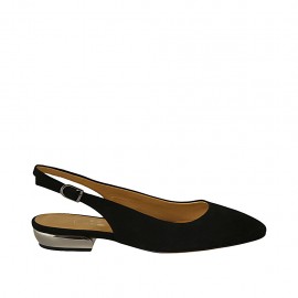 Slingback für Damen aus schwarzem Wildleder Absatz 2 - Verfügbare Größen:  45