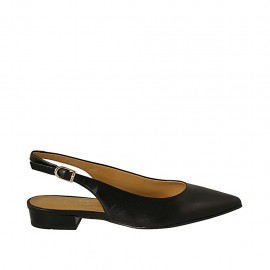 Slingback für Damen aus schwarzem Leder Absatz 2 - Verfügbare Größen:  46