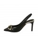 Chanel pour femmes avec boucle et elastique en cuir noir et lamé platine talon 8 - Pointures disponibles:  32, 33, 34, 42