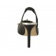 Slingback für Damen mit Schnalle und Gummiband aus schwarzem Leder und platinfarbenem laminiertem Leder Absatz 8 - Verfügbare Größen:  32, 33, 34, 42