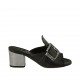 Mule pour femmes avec boucle en cuir noir et lamé argent talon 5 - Pointures disponibles:  33, 34, 42, 43, 44, 45