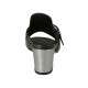 Mule pour femmes avec boucle en cuir noir et lamé argent talon 5 - Pointures disponibles:  33, 34, 42, 43, 44, 45