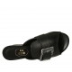 Mule pour femmes avec boucle en cuir noir et lamé argent talon 5 - Pointures disponibles:  33, 34, 42, 43, 44, 45