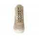 Scarpa stringata con cerniera in pelle laminata rosa e platino e camoscio stampato beige zeppa 6 - Misure disponibili: 34, 43