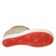 Schnürschuh mit Riessverschluss aus rosa- und platinfarbenem laminiertem Leder und beigem bedrucktem Wildleder Keilabsatz 6 - Verfügbare Größen:  34, 43