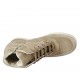 Woman's laced shoe with zipper in platinum and rose laminated leather and beige printed suede wedge 6 - Available sizes:  34, 43