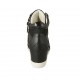 Scarpa stringata con cerniera da donna in pelle e tessuto nero zeppa 6 - Misure disponibili: 33, 34, 42, 43, 44